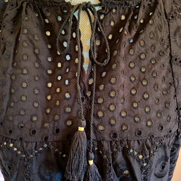 Adiva Black Eyelet cotton Short Sleeved Blouse NWT - Picture 3 of 7